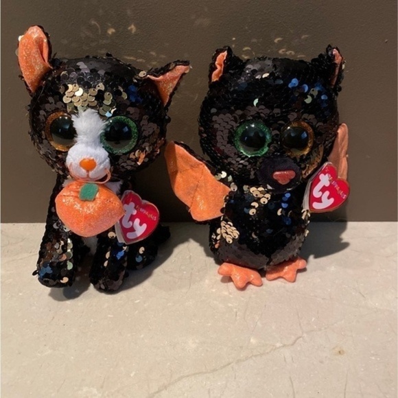 Ty Other - Ty Beanie flippables Jinx and Omen Halloween